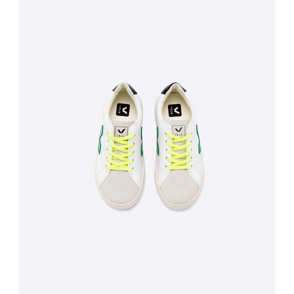 Veja ESPLAR LEATHER Sneakers Kinderen White/Green/Black | BE 820NWY